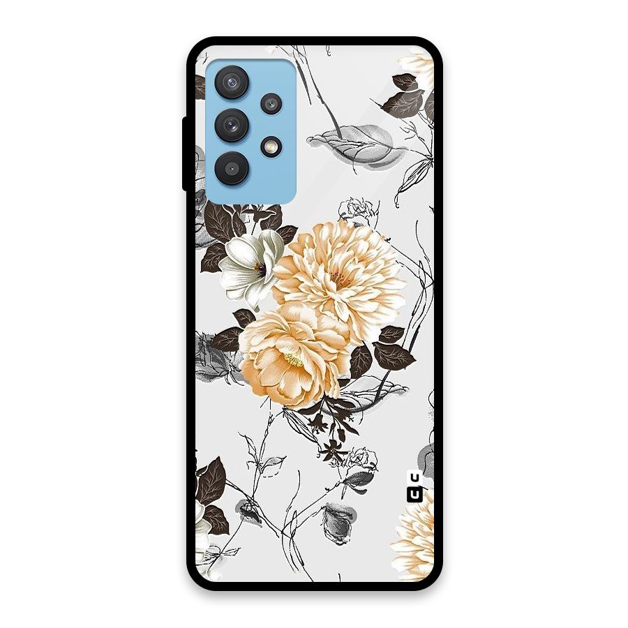 Yellow Floral Glass Back Case for Galaxy M32 5G