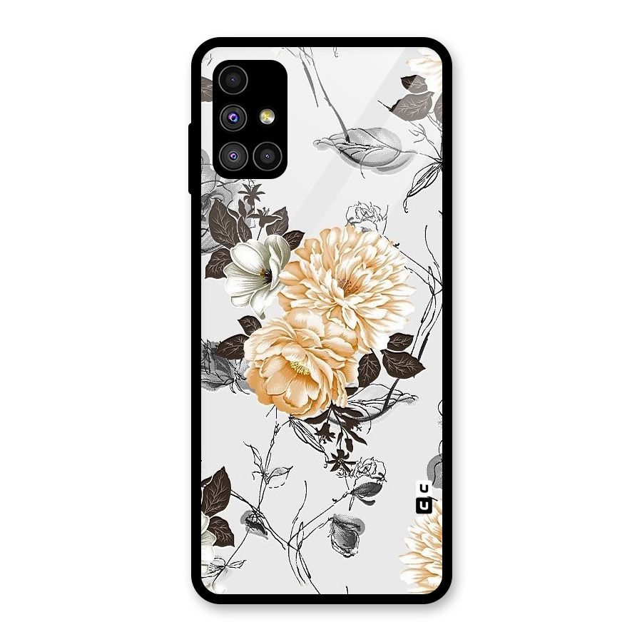 Yellow Floral Glass Back Case for Galaxy M51