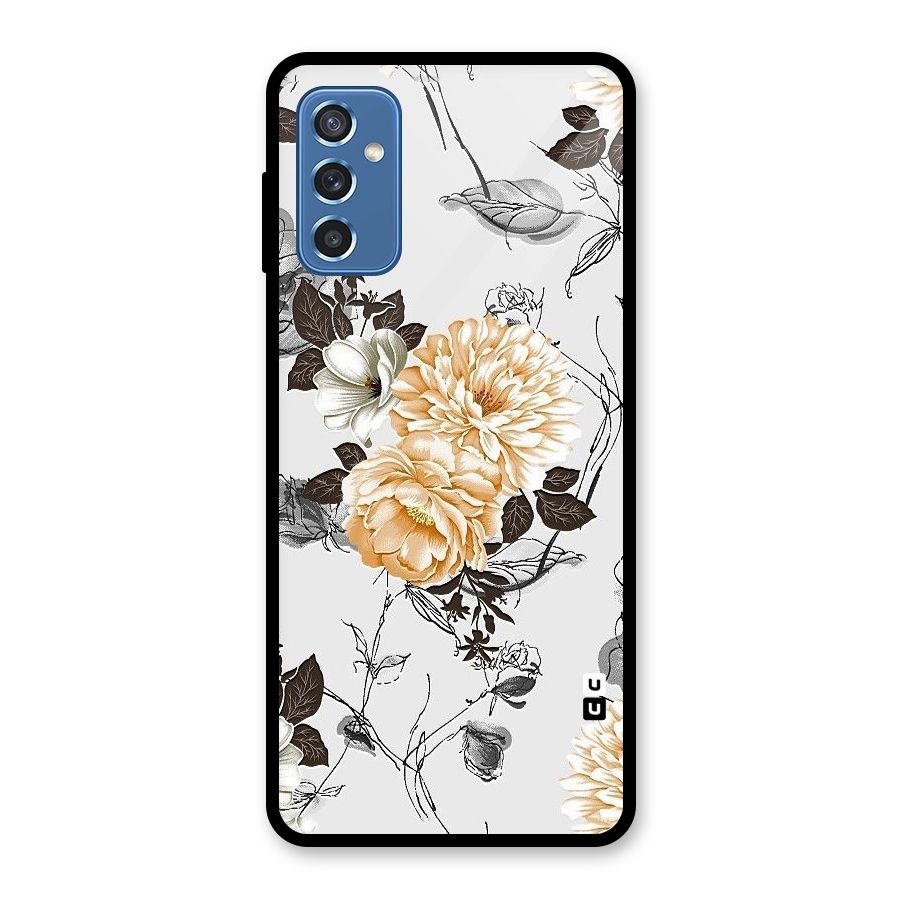 Yellow Floral Glass Back Case for Galaxy M52 5G