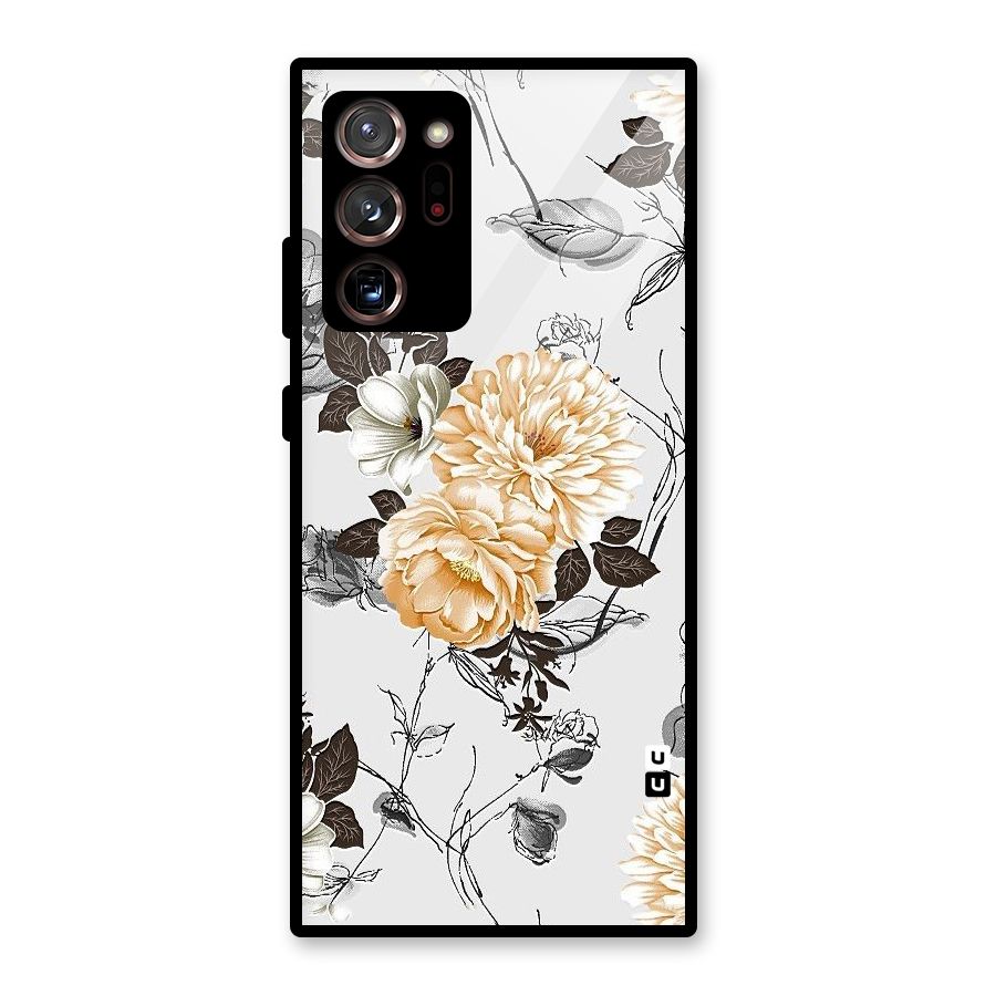 Yellow Floral Glass Back Case for Galaxy Note 20 Ultra