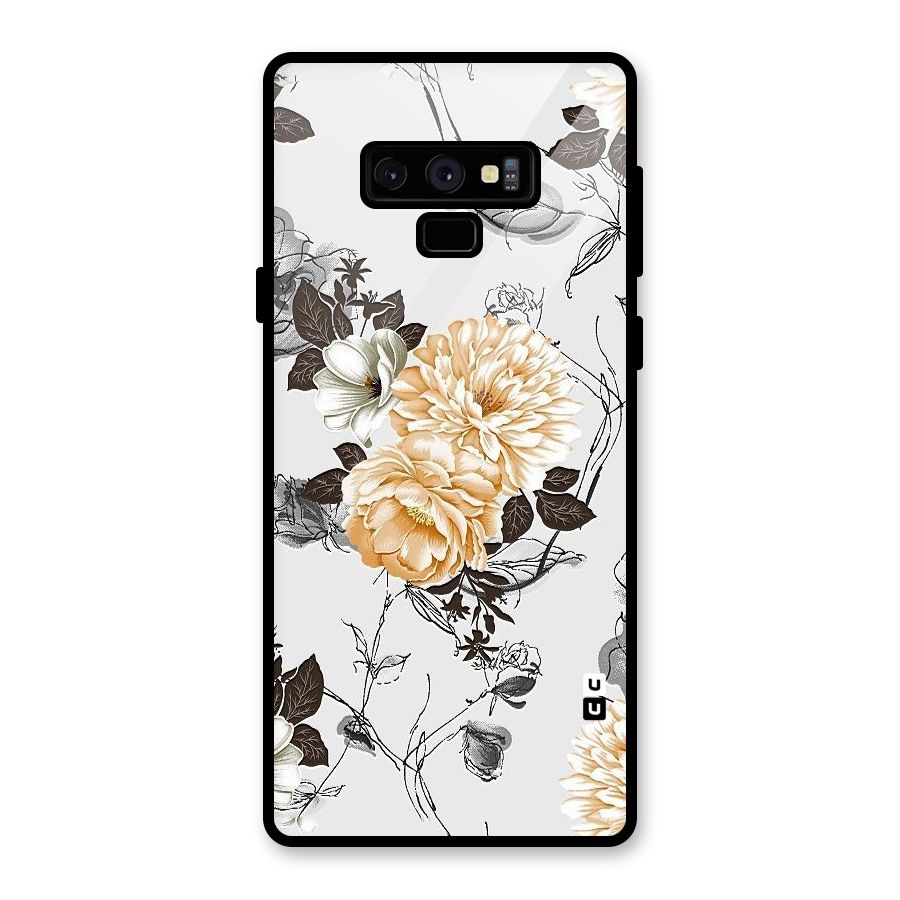 Yellow Floral Glass Back Case for Galaxy Note 9