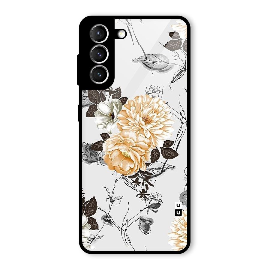 Yellow Floral Glass Back Case for Galaxy S21 5G