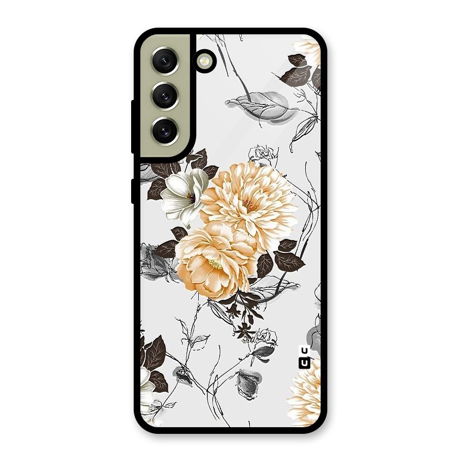 Yellow Floral Glass Back Case for Galaxy S21 FE 5G