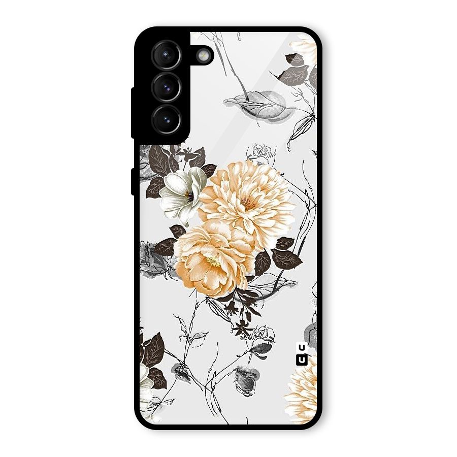 Yellow Floral Glass Back Case for Galaxy S21 Plus