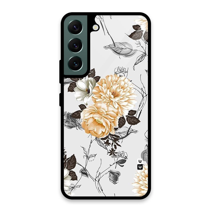 Yellow Floral Glass Back Case for Galaxy S22 5G