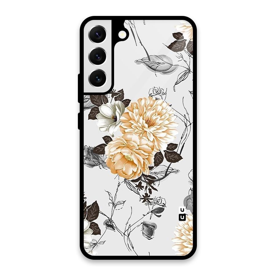 Yellow Floral Glass Back Case for Galaxy S22 Plus 5G