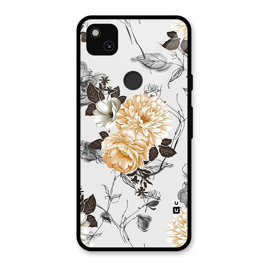 Yellow Floral Glass Back Case for Google Pixel 4a