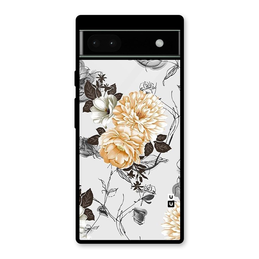Yellow Floral Glass Back Case for Google Pixel 6a