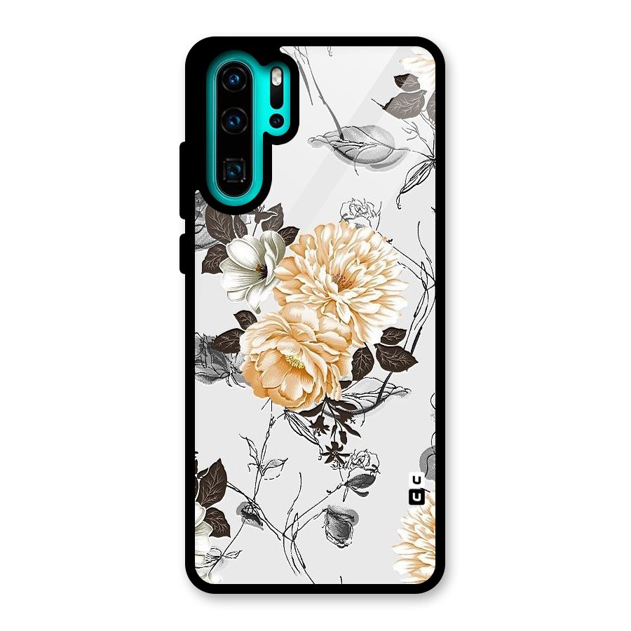 Yellow Floral Glass Back Case for Huawei P30 Pro