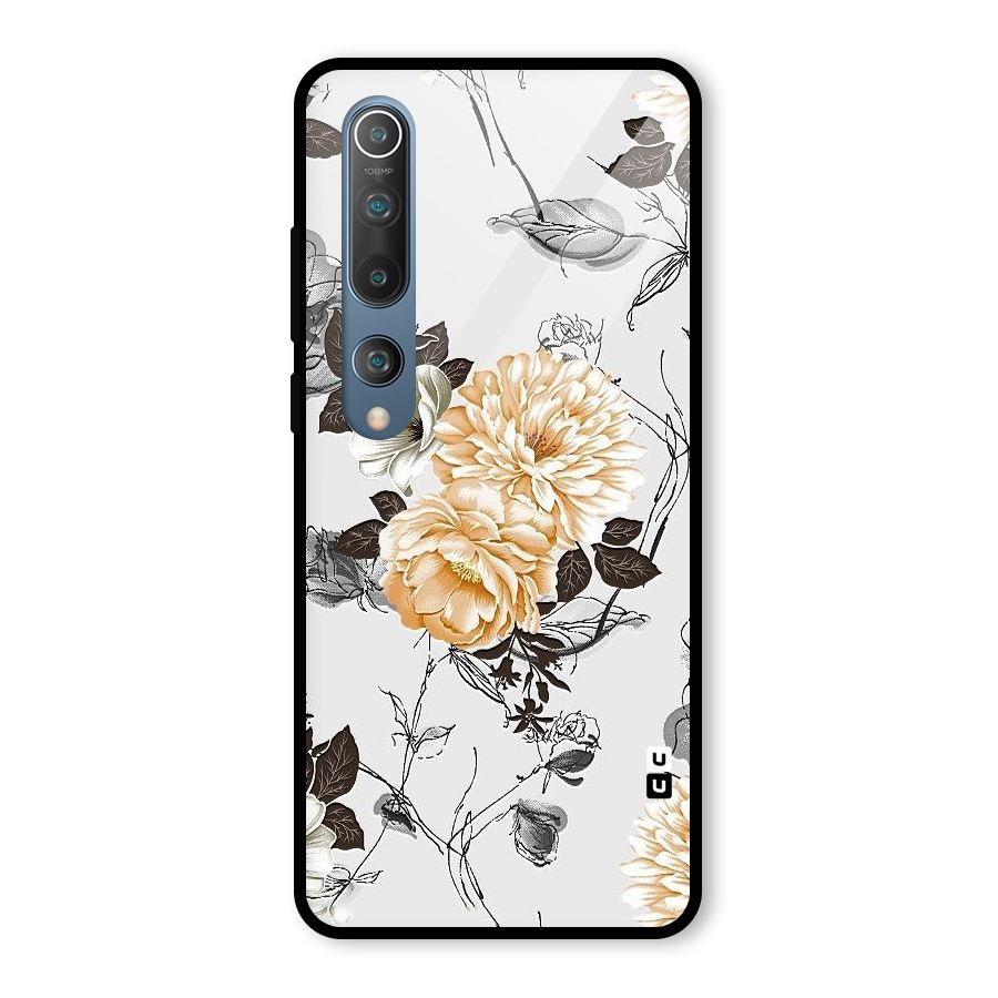 Yellow Floral Glass Back Case for Mi 10