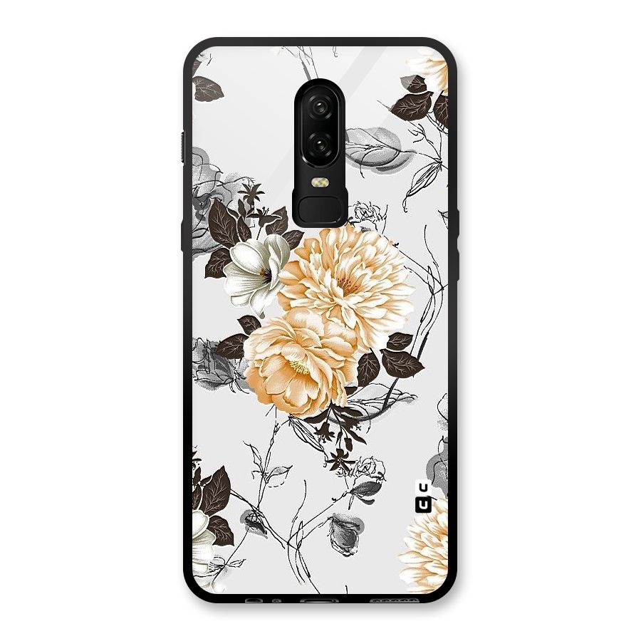 Yellow Floral Glass Back Case for OnePlus 6