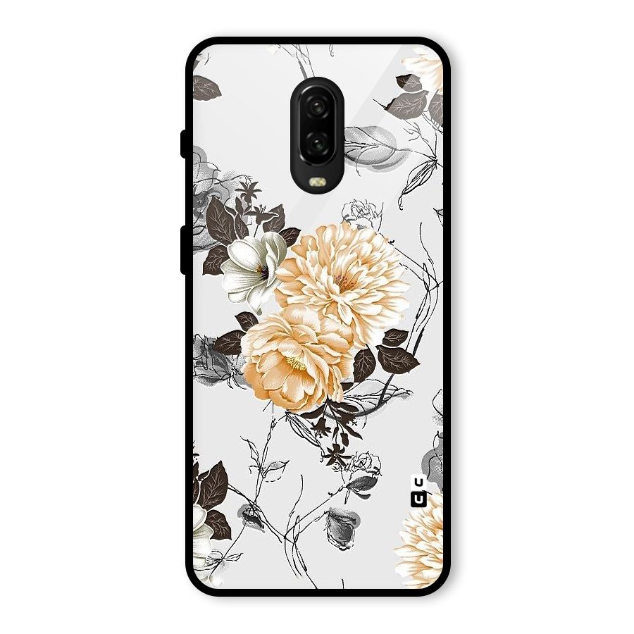 Yellow Floral Glass Back Case for OnePlus 6T
