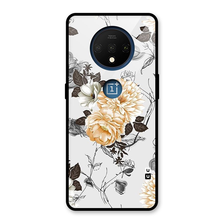 Yellow Floral Glass Back Case for OnePlus 7T