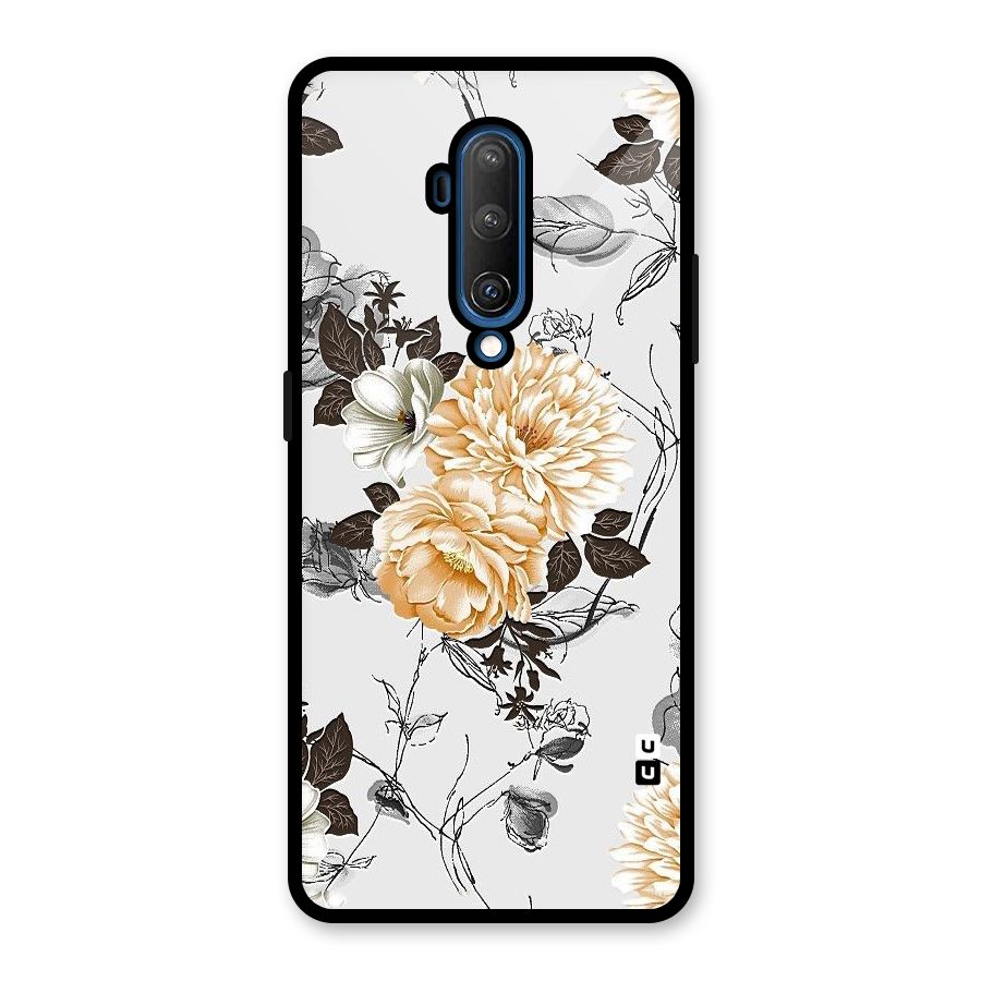 Yellow Floral Glass Back Case for OnePlus 7T Pro