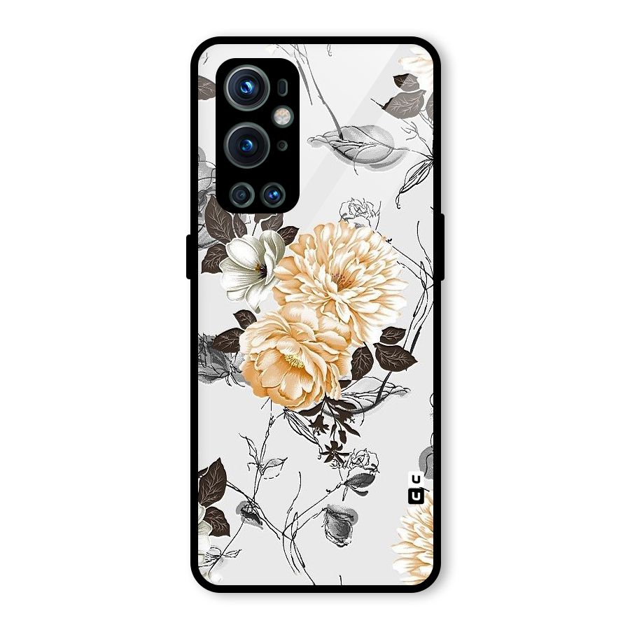 Yellow Floral Glass Back Case for OnePlus 9 Pro