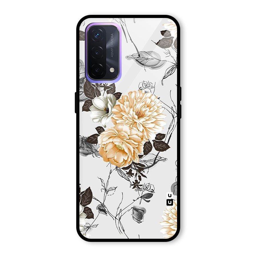 Yellow Floral Glass Back Case for Oppo A74 5G