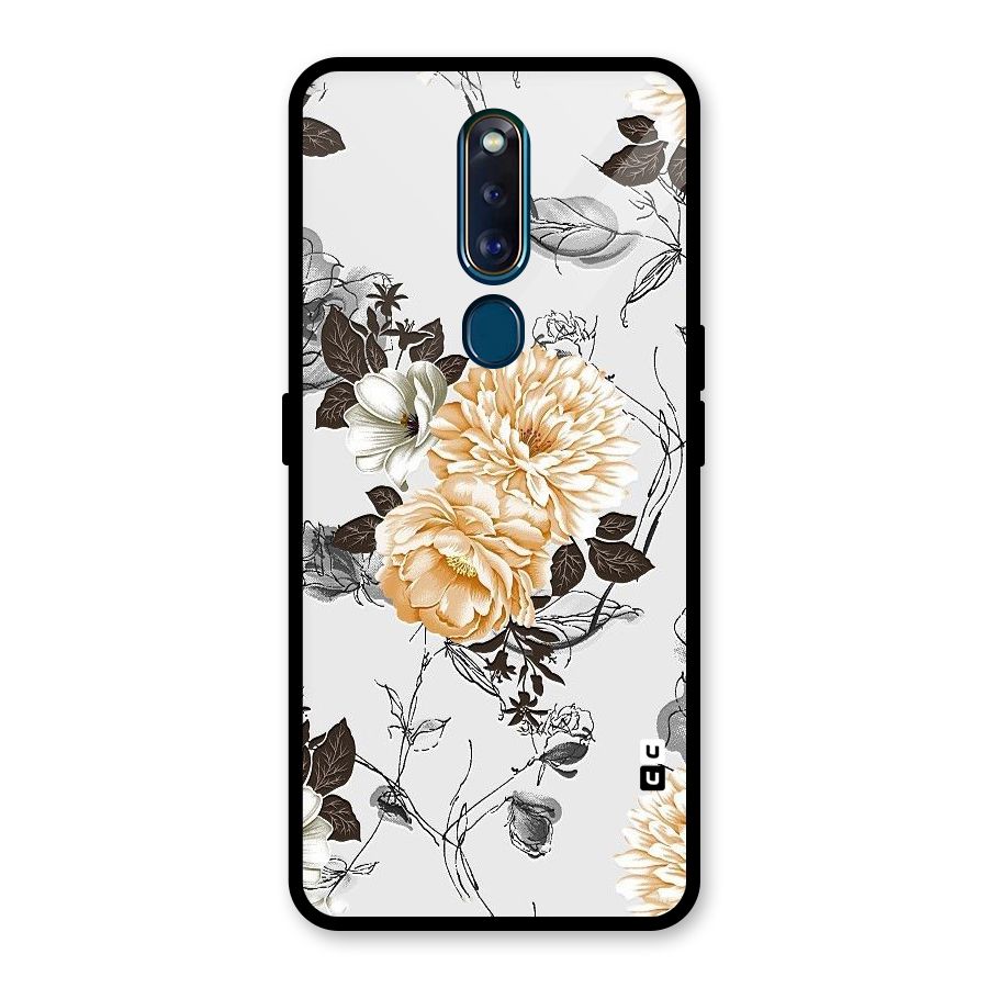Yellow Floral Glass Back Case for Oppo F11 Pro