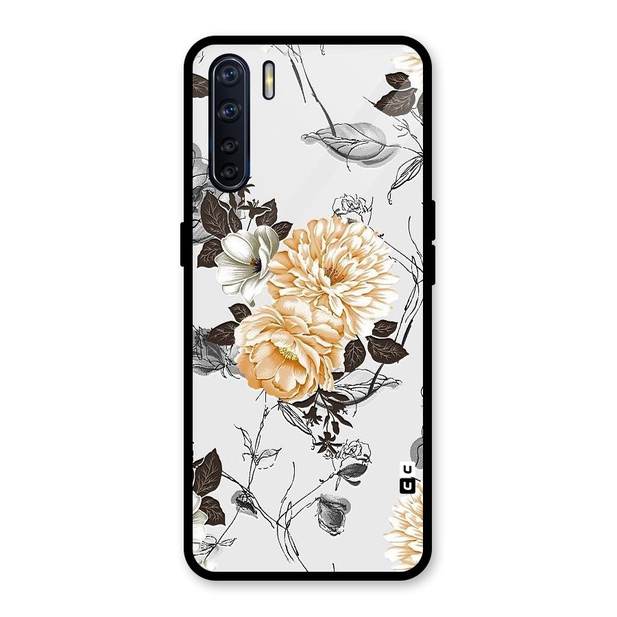 Yellow Floral Glass Back Case for Oppo F15