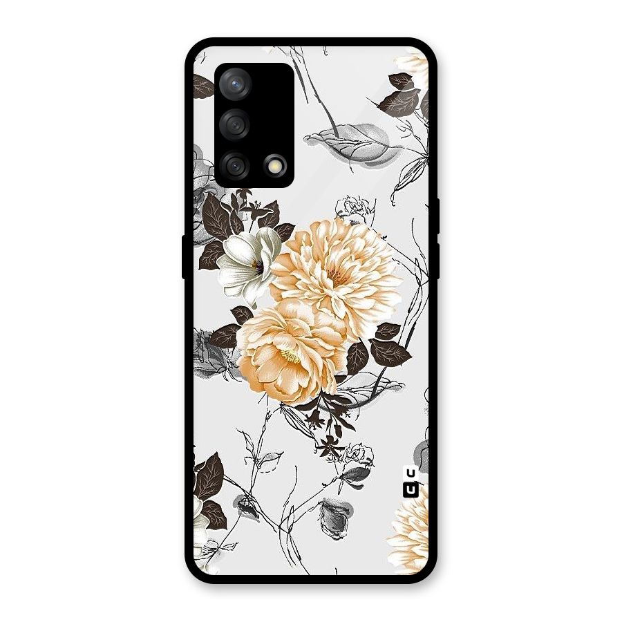 Yellow Floral Glass Back Case for Oppo F19