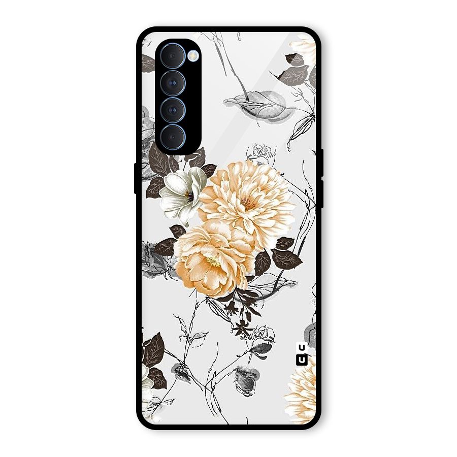 Yellow Floral Glass Back Case for Oppo Reno4 Pro