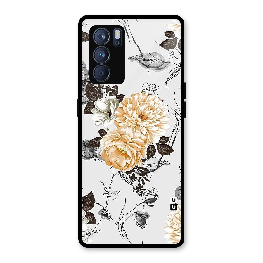 Yellow Floral Glass Back Case for Oppo Reno6 Pro 5G