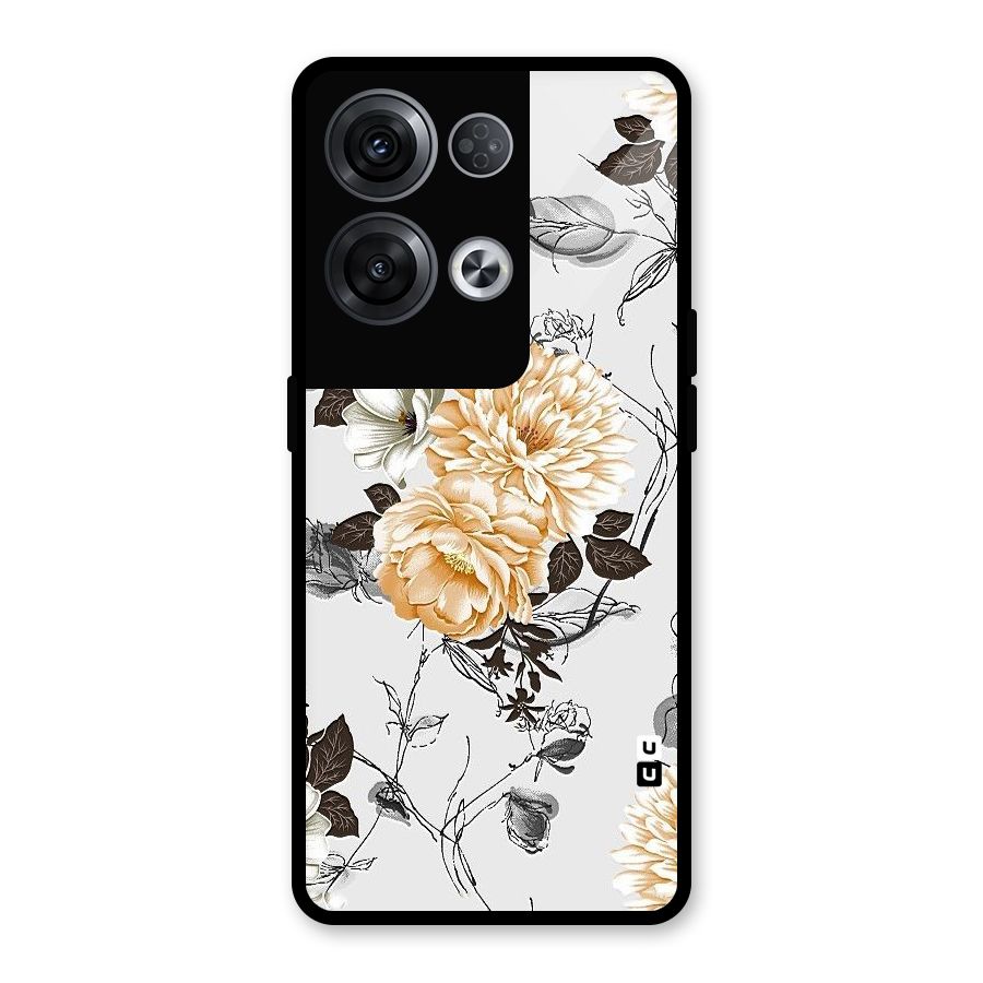 Yellow Floral Glass Back Case for Oppo Reno8 Pro 5G