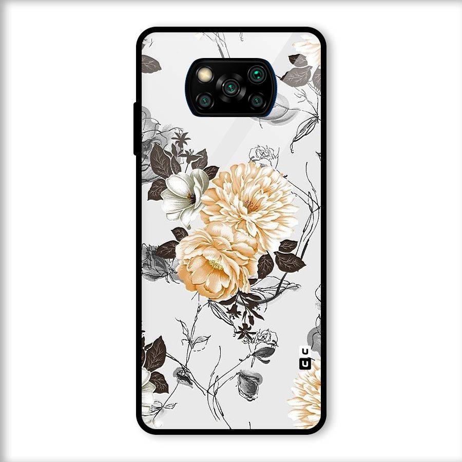 Yellow Floral Glass Back Case for Poco X3