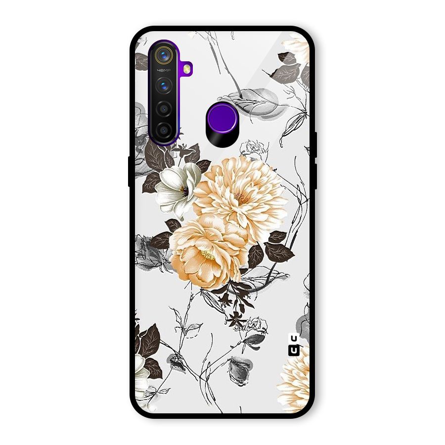 Yellow Floral Glass Back Case for Realme 5 Pro