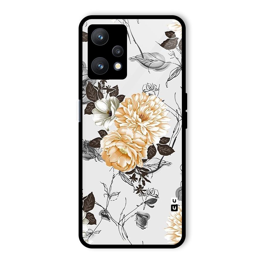 Yellow Floral Glass Back Case for Realme 9 Pro 5G