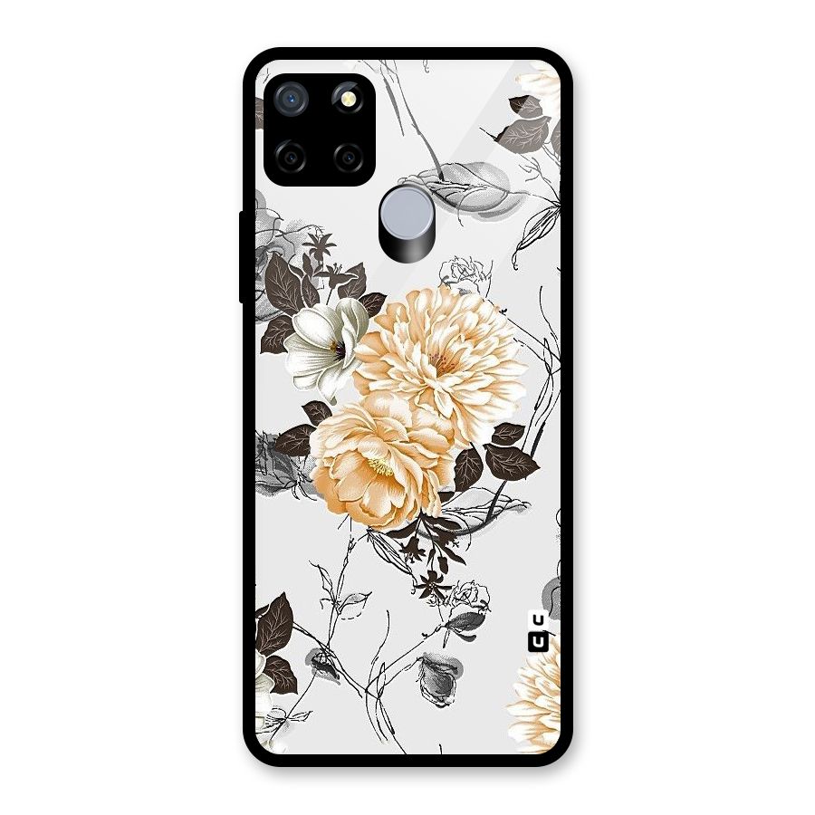 Yellow Floral Glass Back Case for Realme C12