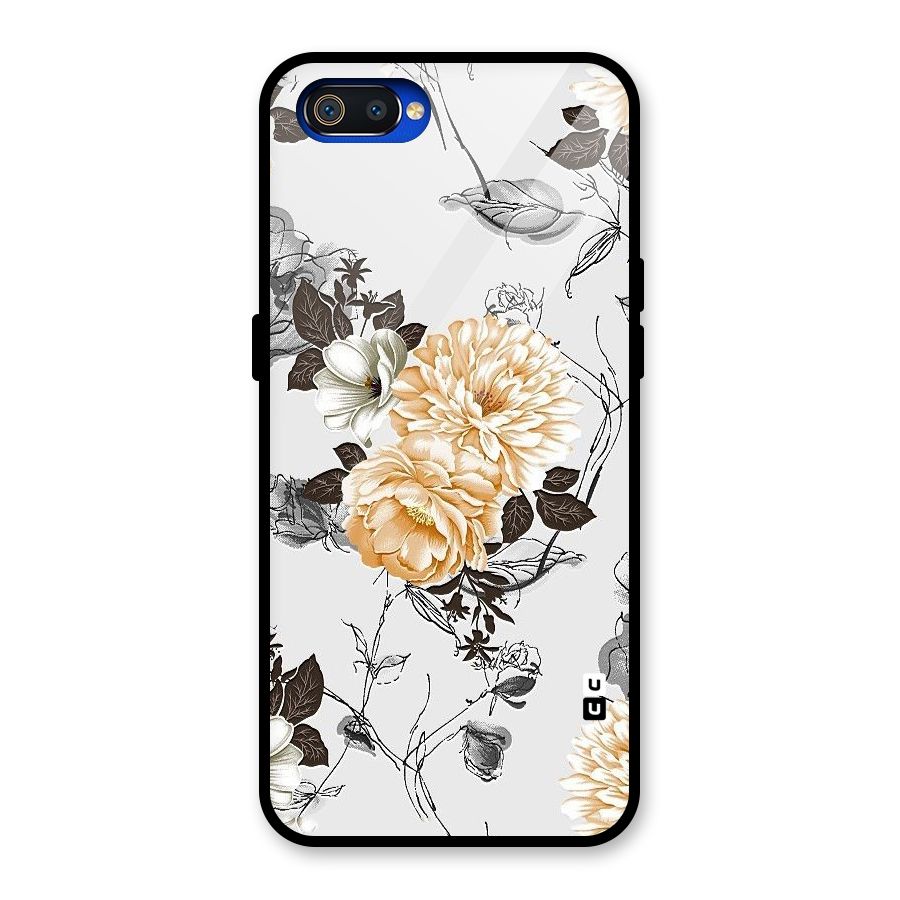 Yellow Floral Glass Back Case for Realme C2