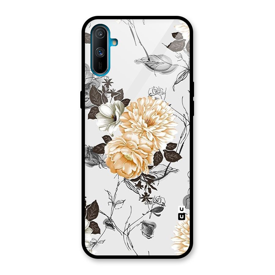 Yellow Floral Glass Back Case for Realme C3