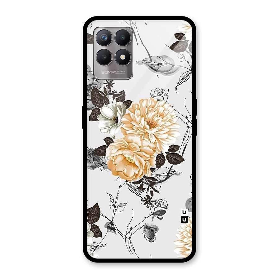 Yellow Floral Glass Back Case for Realme Narzo 50