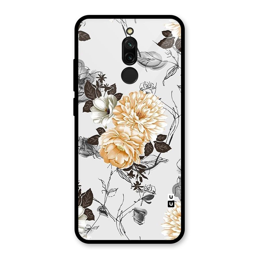 Yellow Floral Glass Back Case for Redmi 8