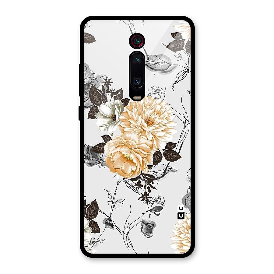 Yellow Floral Glass Back Case for Redmi K20 Pro