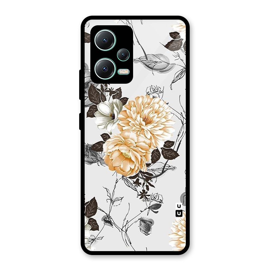 Yellow Floral Glass Back Case for Redmi Note 12 5G