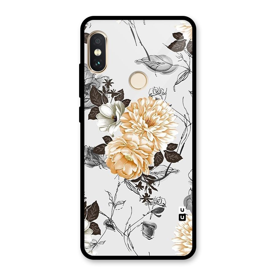 Yellow Floral Glass Back Case for Redmi Note 5 Pro