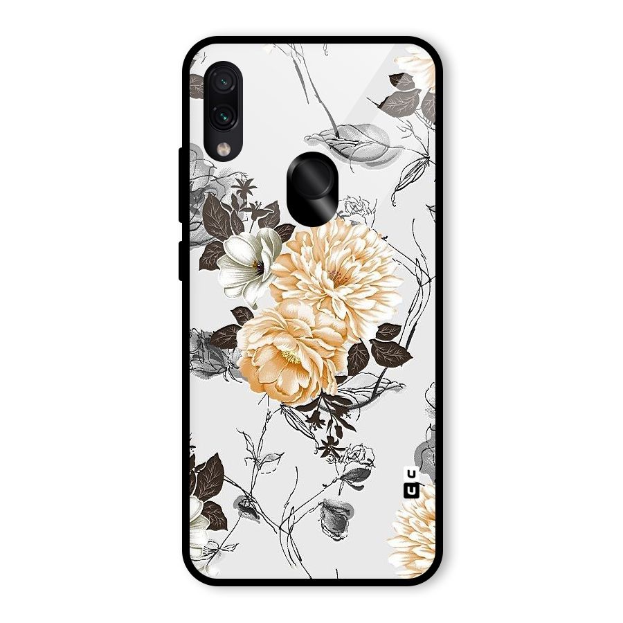 Yellow Floral Glass Back Case for Redmi Note 7S
