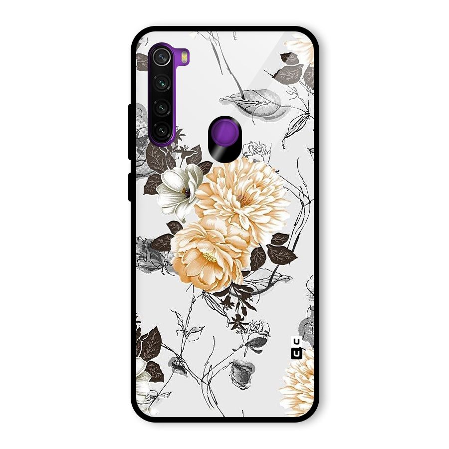 Yellow Floral Glass Back Case for Redmi Note 8