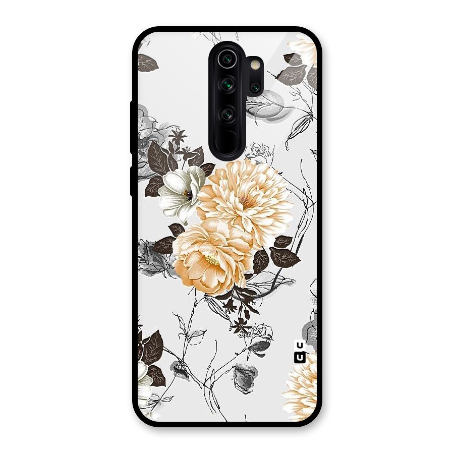 Yellow Floral Glass Back Case for Redmi Note 8 Pro