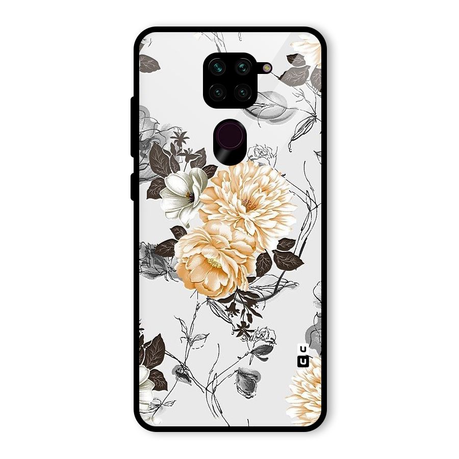 Yellow Floral Glass Back Case for Redmi Note 9