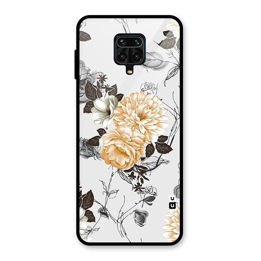 Yellow Floral Glass Back Case for Redmi Note 9 Pro