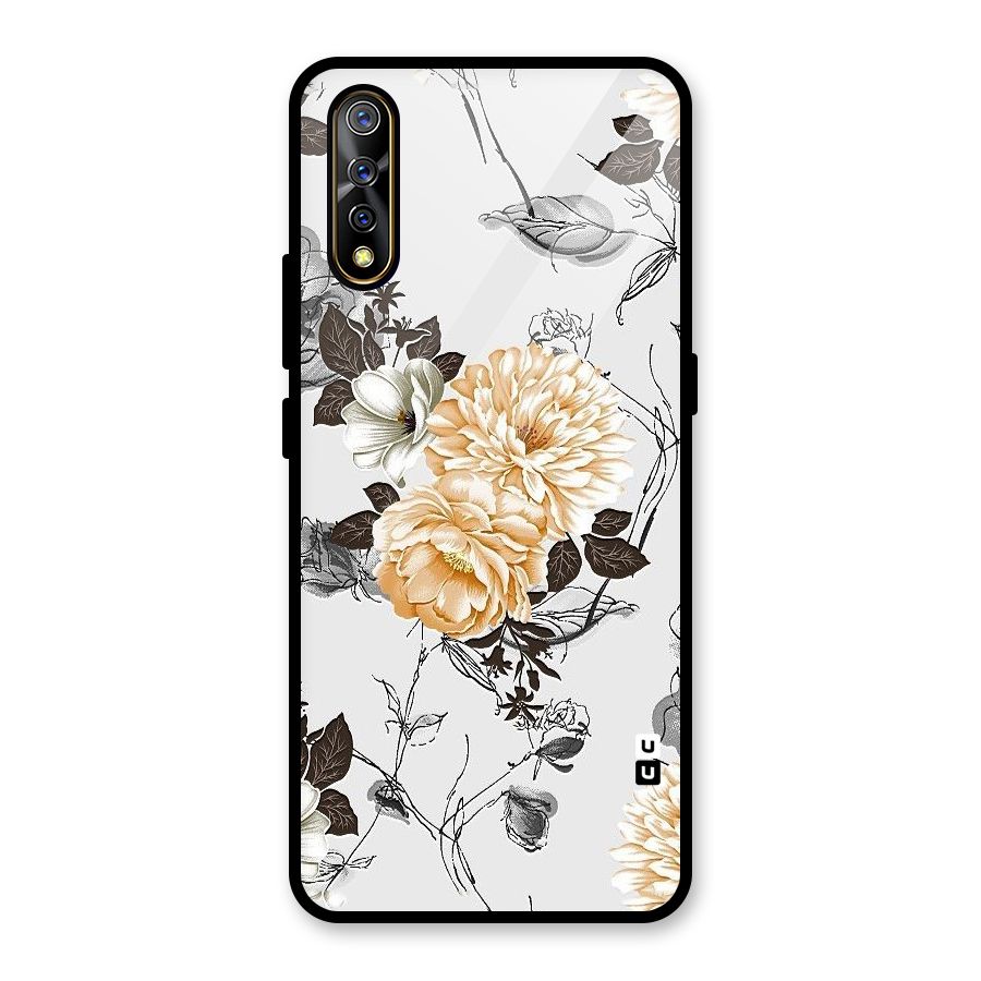 Yellow Floral Glass Back Case for Vivo S1