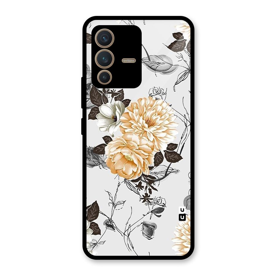 Yellow Floral Glass Back Case for Vivo V23 5G