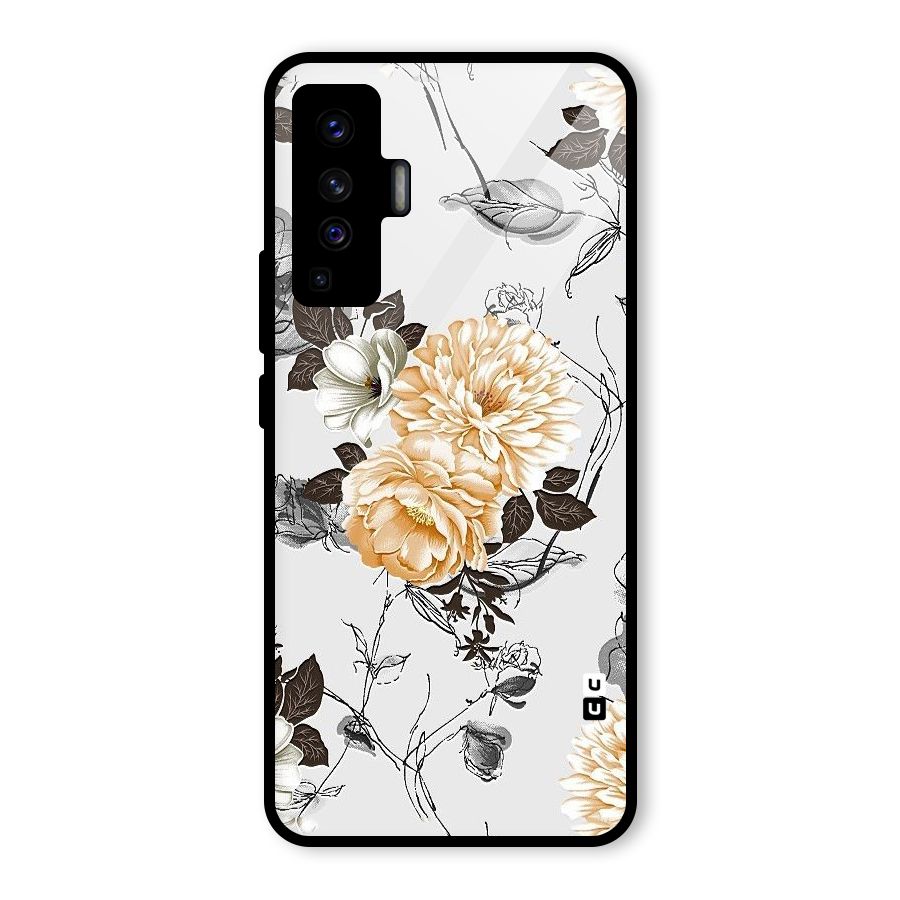 Yellow Floral Glass Back Case for Vivo X50