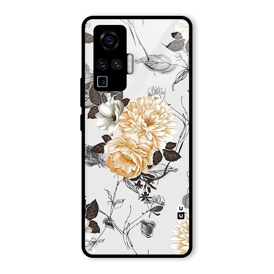 Yellow Floral Glass Back Case for Vivo X50 Pro
