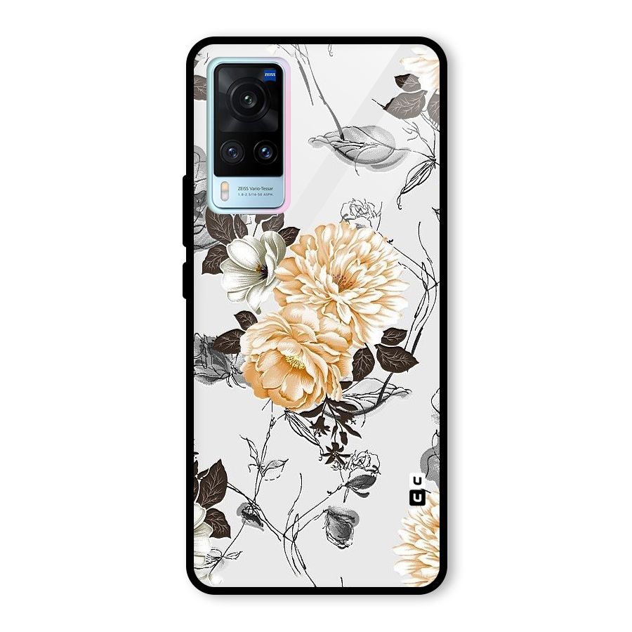 Yellow Floral Glass Back Case for Vivo X60