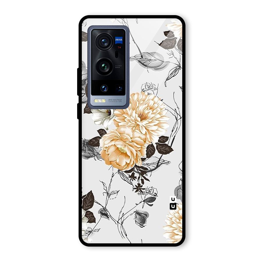 Yellow Floral Glass Back Case for Vivo X60 Pro Plus
