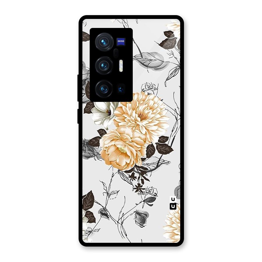 Yellow Floral Glass Back Case for Vivo X70 Pro Plus