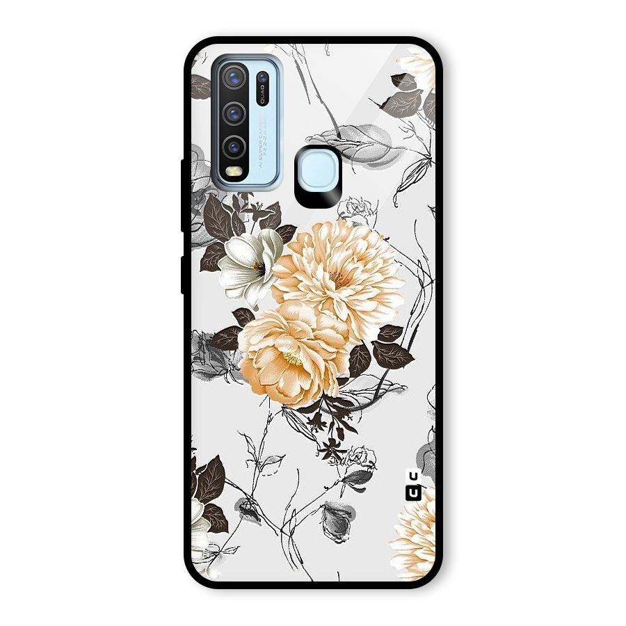 Yellow Floral Glass Back Case for Vivo Y30